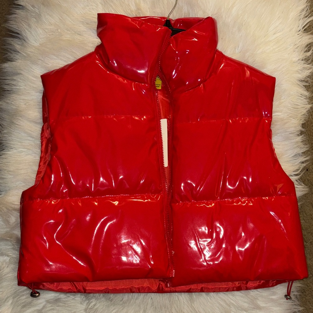 Shiny Red Puffer Vest
